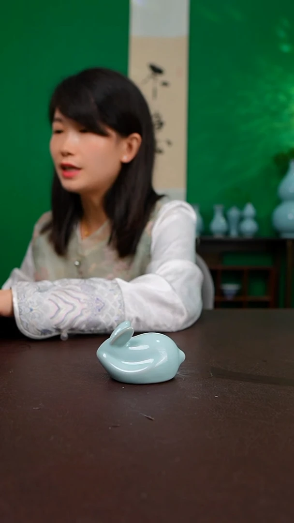 一级天青小兔子茶宠摆件