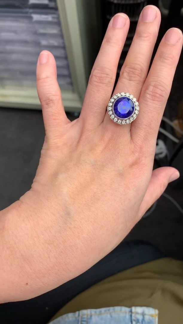 【闪购商品】坦桑石戒指18K金镶嵌坦桑石戒指