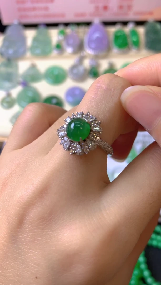 银S925镶嵌戒指翡翠东*郡戒指