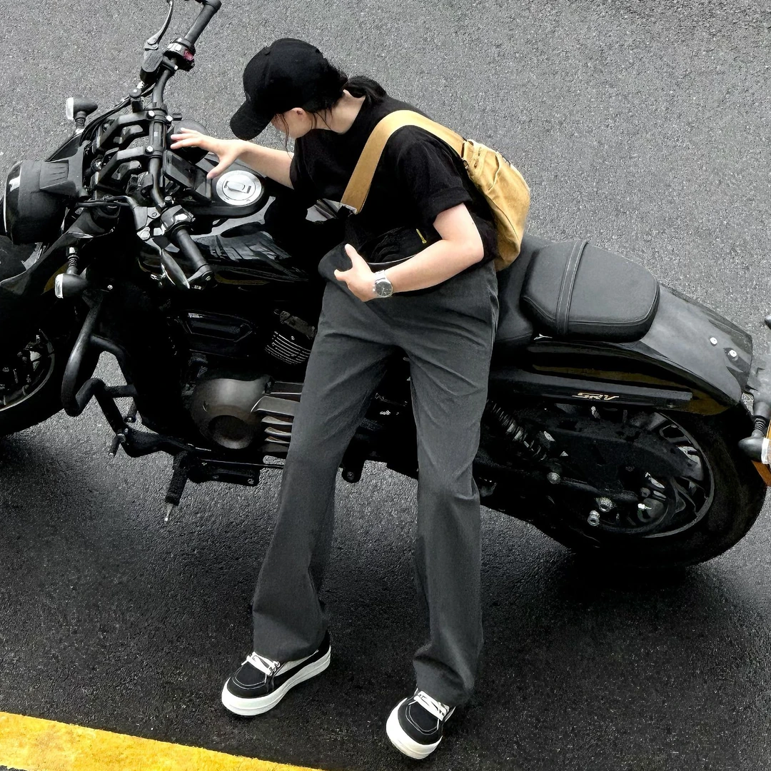 TSSSISI 夏季男士百搭直筒休闲裤石墨灰凉爽垂感休闲西装裤