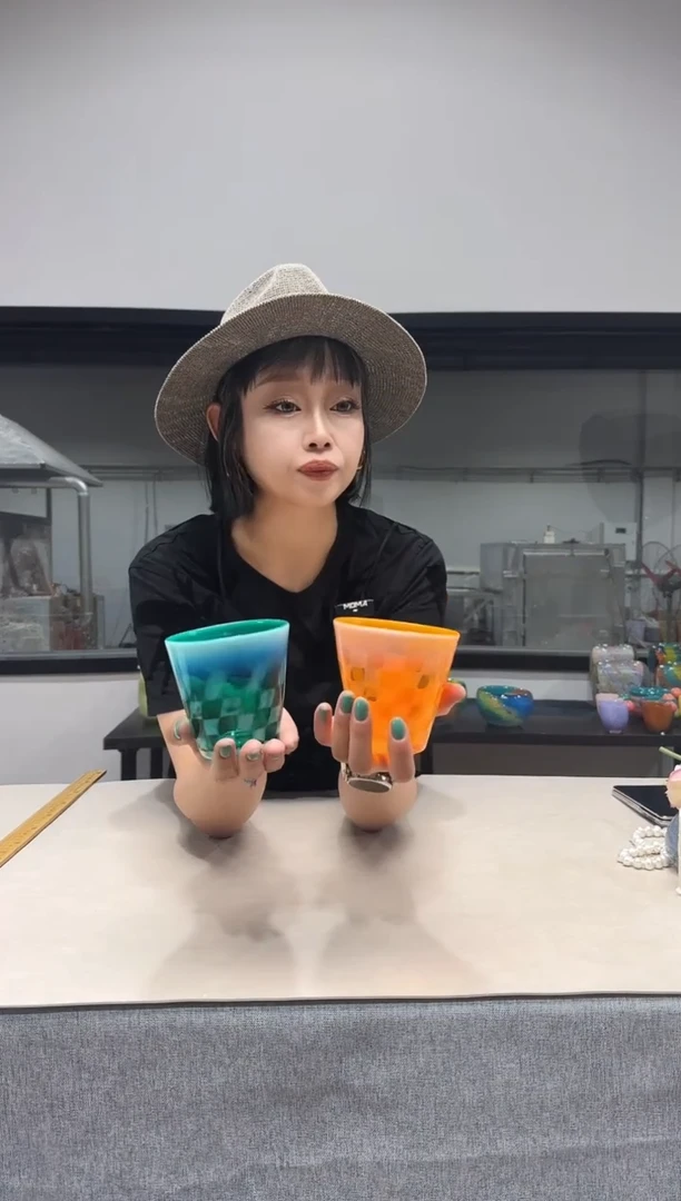 冷餐杯慕忆家手作琉璃花瓶一对