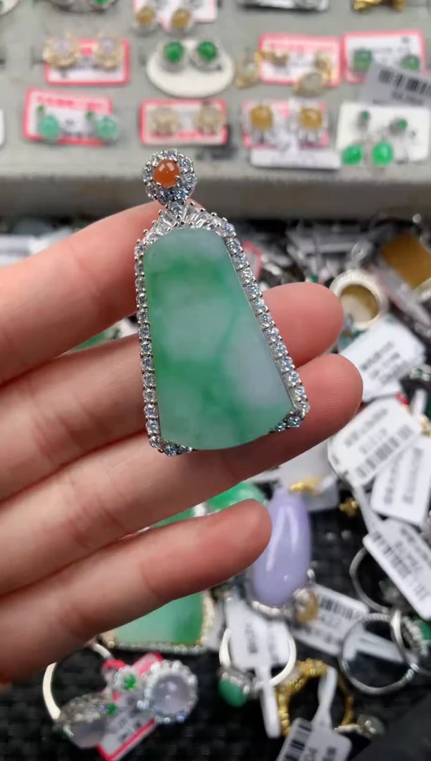 银S925镶嵌戒指翡翠666---4