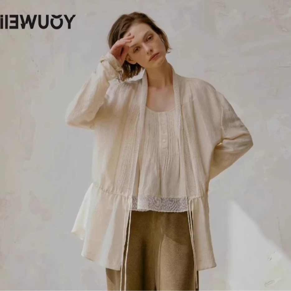 有尾YOUWEI春夏2024年春季新款复古蕾丝衬衫上衣Y1624114衬衣