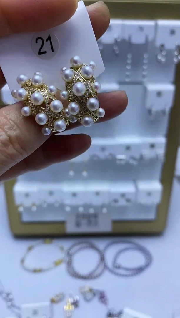 银S925镶嵌耳饰淡水珍珠21