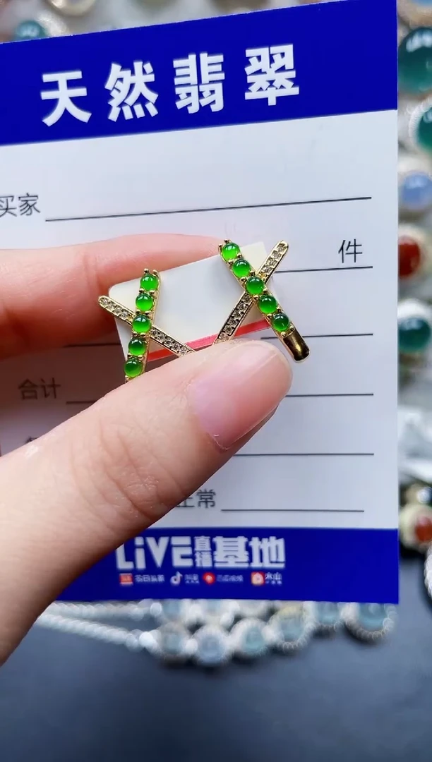 银S925镶嵌翡翠耳饰160