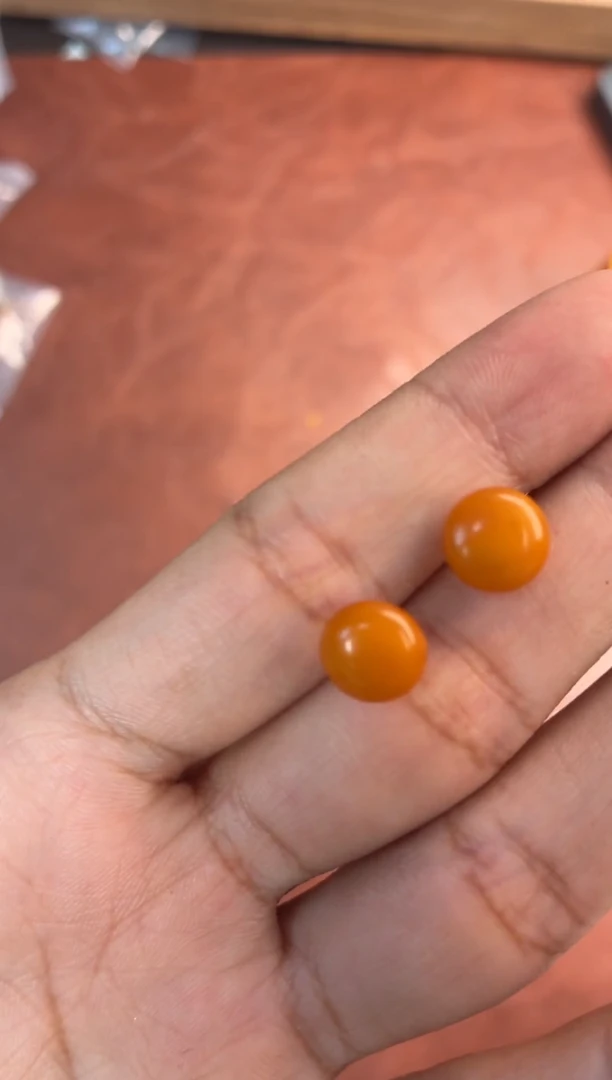 蜜蜡未镶嵌耳钉噶玛珠宝蜜蜡