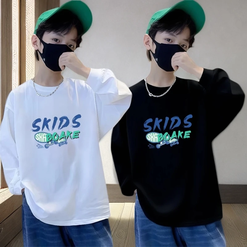 中大童纯棉长袖男童纯棉长袖t恤男童韩版帅气男孩春秋季上衣洋气