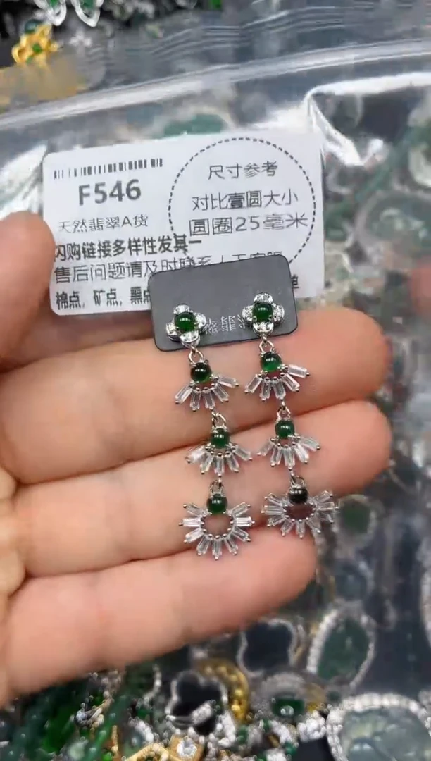 颈饰未镶嵌翡翠F546耳钉