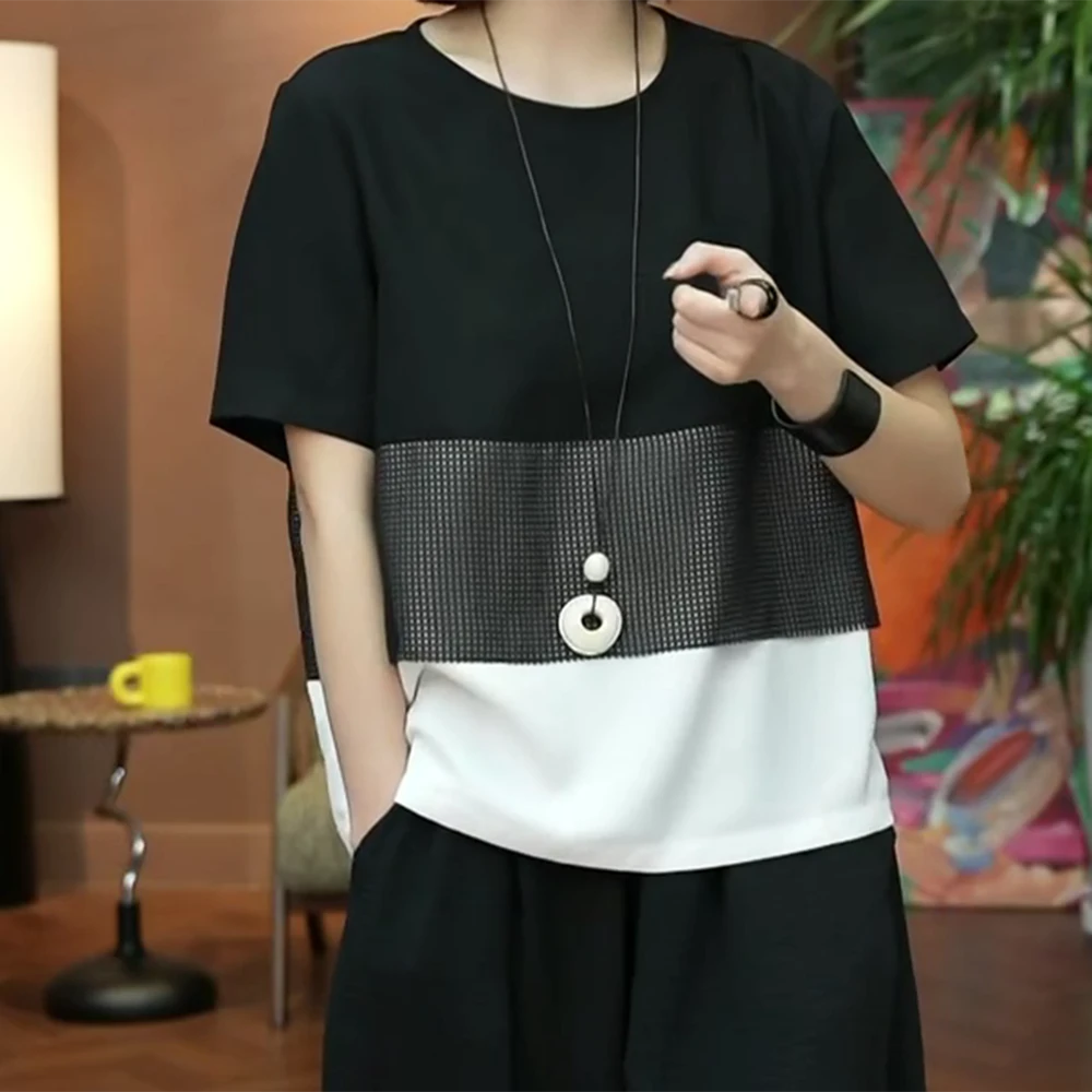 【非白】2025夏新款洋气时尚轻奢百搭设计休闲显瘦T恤C5750