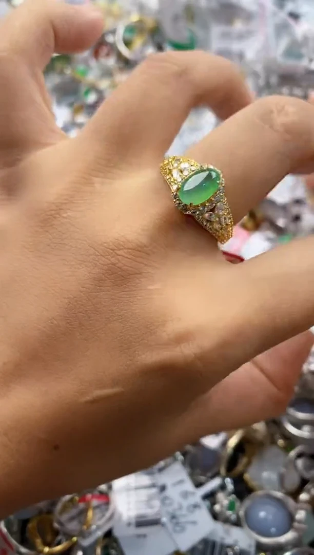 银S925镶嵌戒指翡翠111                4