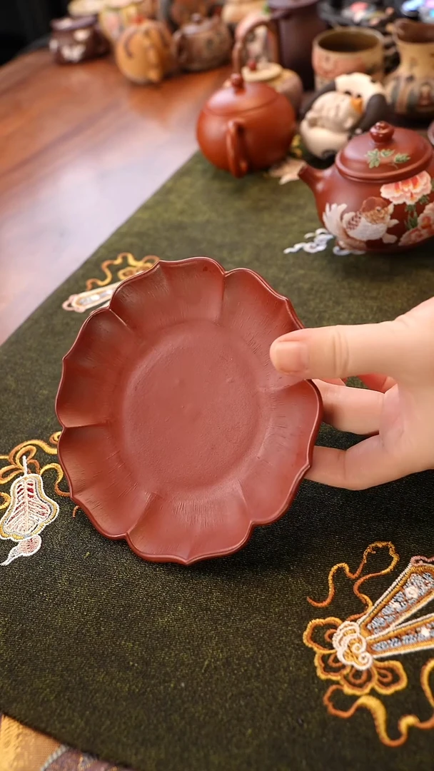 茶壶紫砂红泥莲花盘