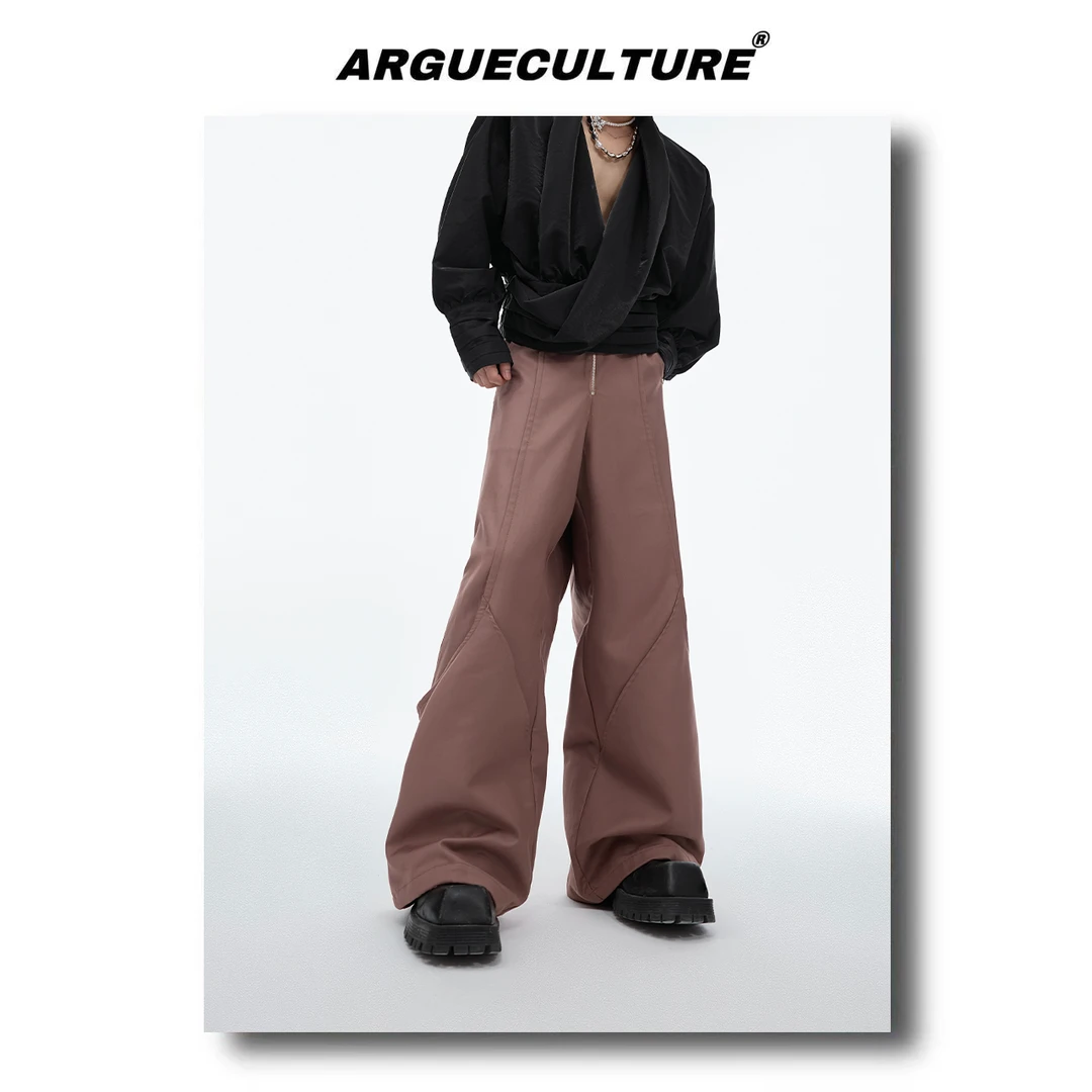 CulturE原创重磅设计立体裁片拼接西裤拉链松紧腰宽松休闲长裤