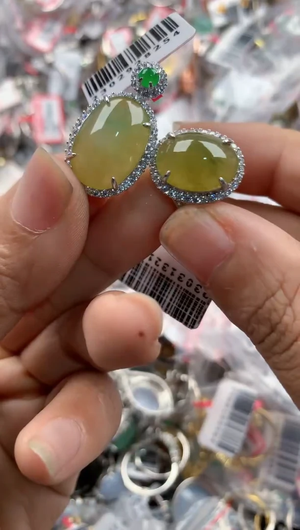 银S925镶嵌戒指翡翠444              9