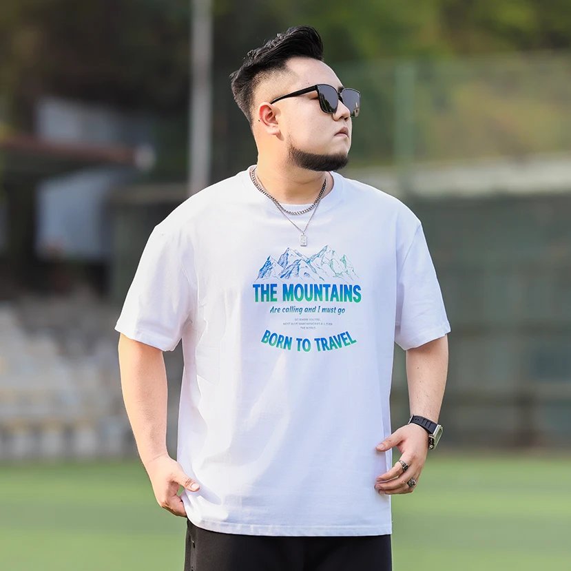 夏季大码男装宽松短袖精梳棉大码T恤印花肥佬t恤休闲打底PB520805