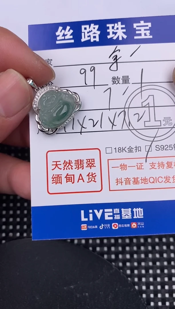 【闪购商品】翡翠颈饰银S925镶嵌挂件