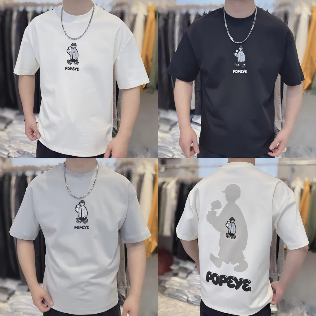 2025夏季字母刺绣印花百搭舒适宽松休闲情侣时尚圆领短袖K953