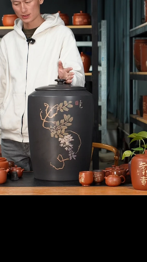 云水山涧建水紫陶 009 357克25饼存茶缸