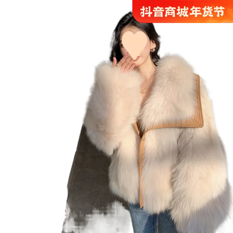 冬季百搭韩版气质轻奢毛领外套时尚网红加厚外套秋冬毛皮草女装