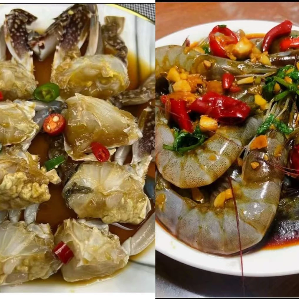 生呛蟹块 850克/桶14块左右＋生腌贡菜芥末无皮虾800克/桶20只