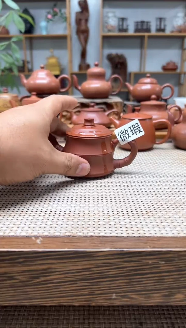 原矿朱泥全手 微瑕竹节壶 120cc