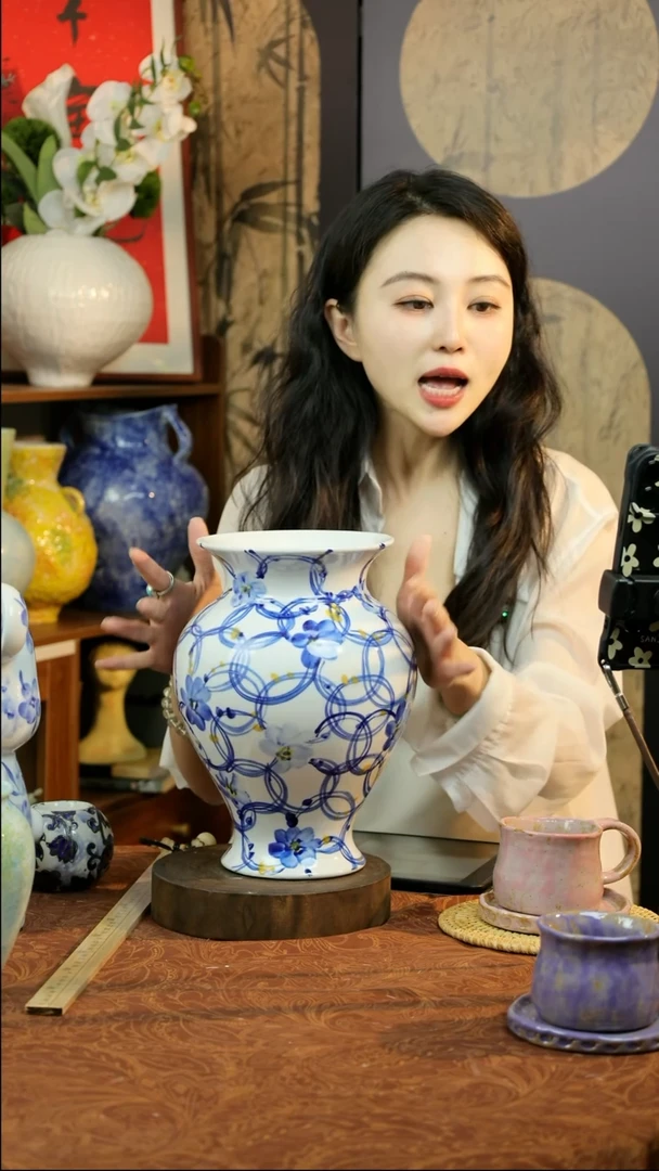 陶瓷景德镇手绘花器 高款