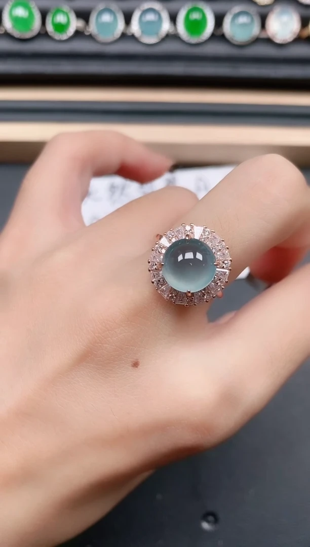 翡翠戒指银S925镶嵌111111