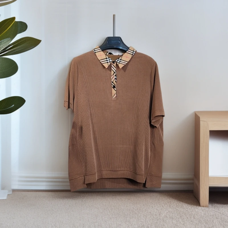 时尚显瘦POLO领女士短袖百搭铜氨莫代尔上衣休闲修身透气半袖