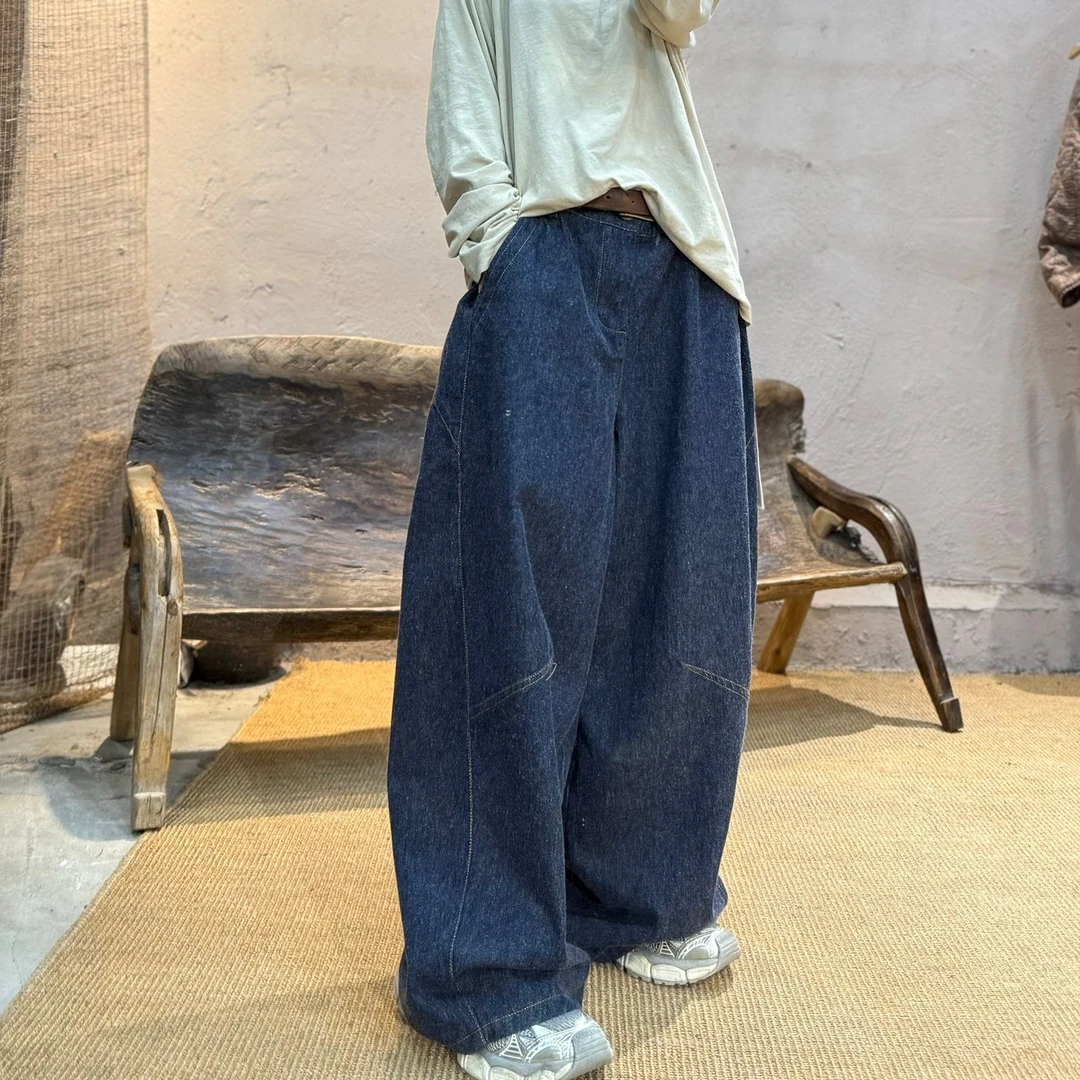 241029忆古朴拙春季高品色织棉混纺休闲裤复古做旧宽松百搭直筒裤
