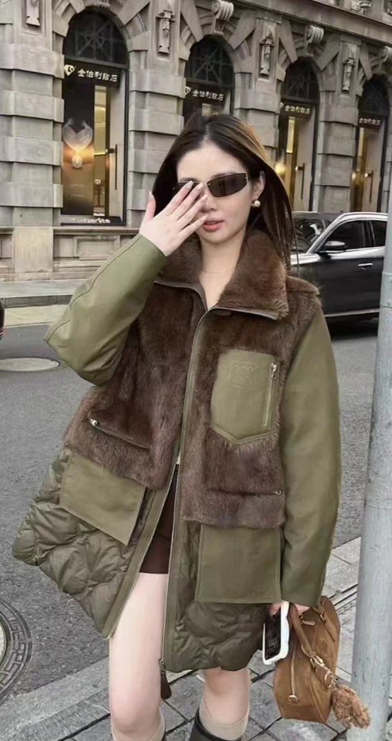 冬季新款鹅绒服女款青根貂毛领皮草外套长款宽松版