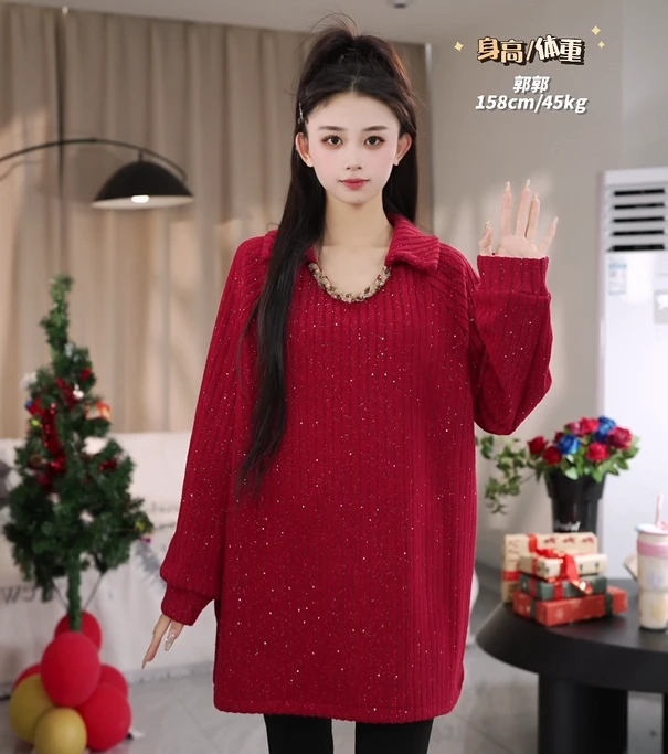 秋冬新款软软糯糯娃娃领设计绣花宽松上衣2508