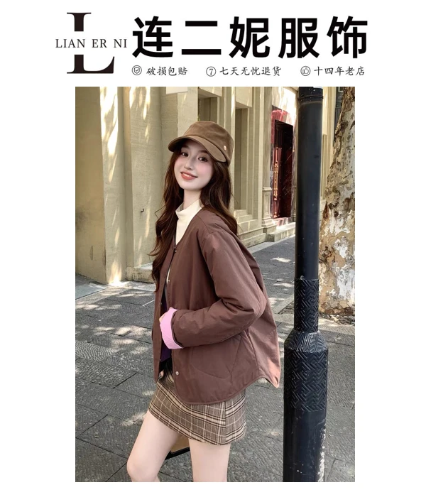 2526夹棉厚外套短款棉服女秋冬季新款百搭轻薄款棉衣