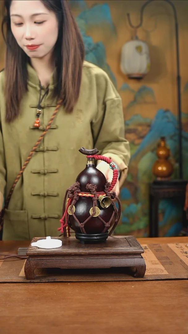 YD063复古网兜款天然酒葫芦（一物一拍）