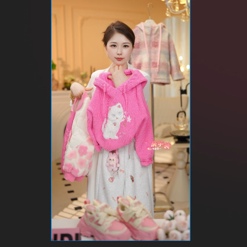 〖ANDI〗安迪订制秋季新款中大童女童爱心刺绣圆领毛衣4756