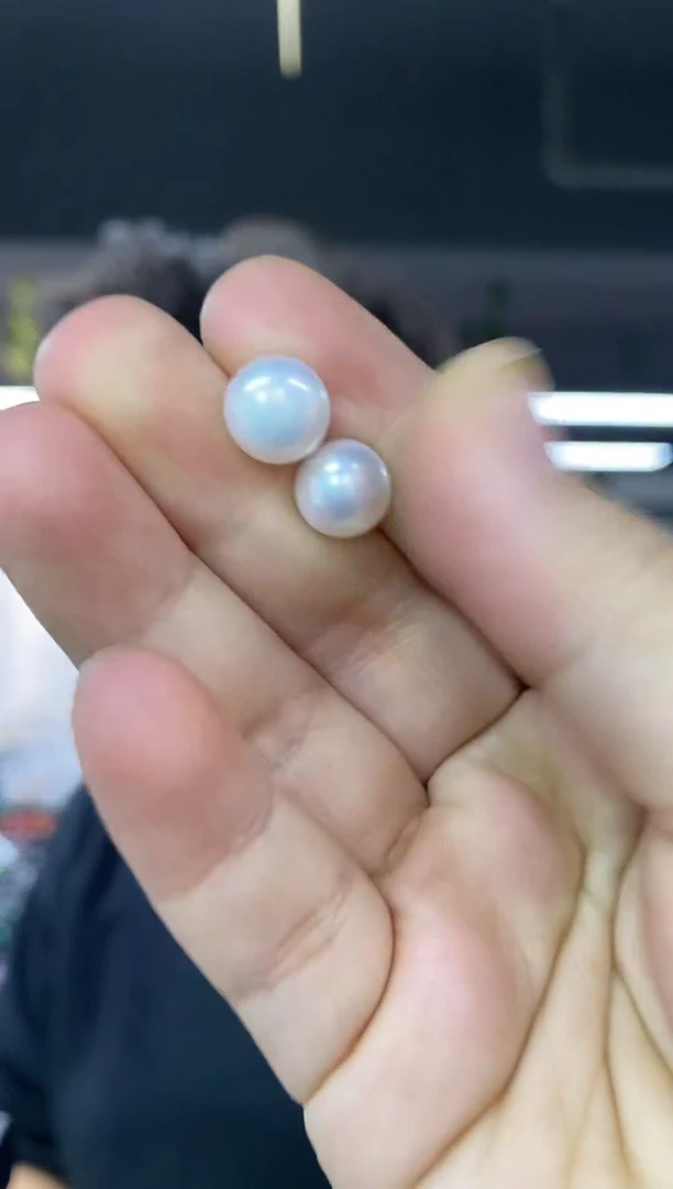 银S925镶嵌耳饰淡水珍珠多样性发其一颜色微差