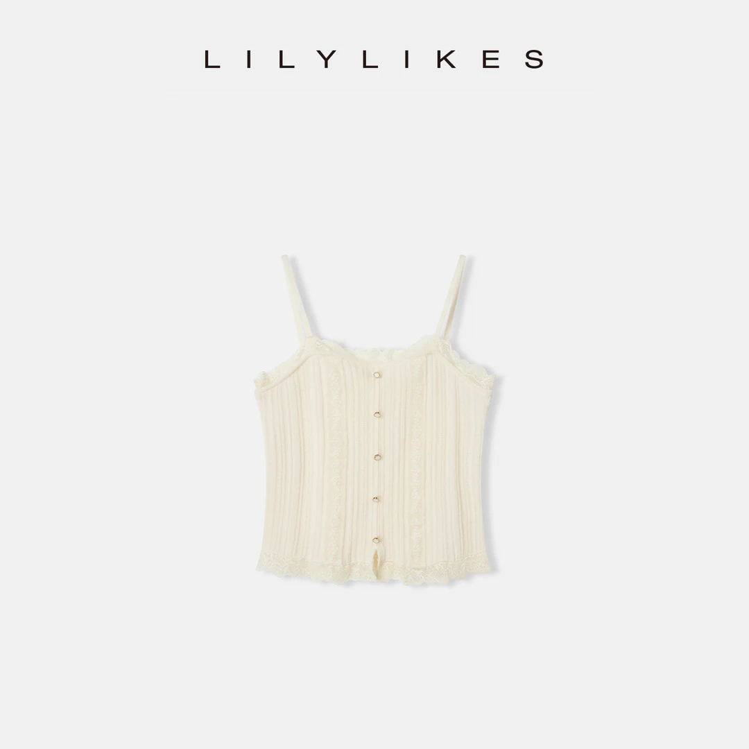 【LILYLIKES】内搭王 100绵羊毛蕾丝拼接针织吊带