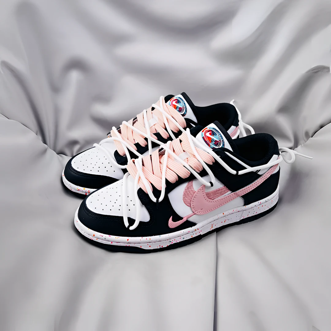 Nike耐克 DunkLow 定制款 三钩浅粉/新粉熊猫解构潮鞋 FD4623-131