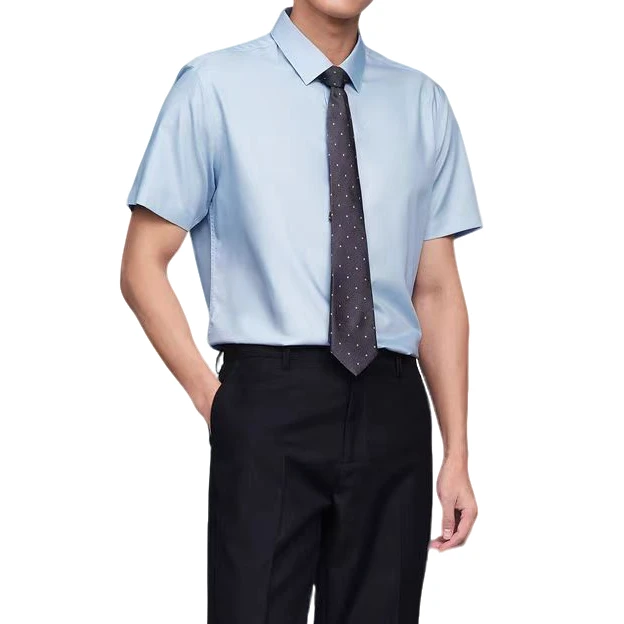 轻商务衫免熨烫男士短袖正装春夏新职场纯色透气衬衣2U034