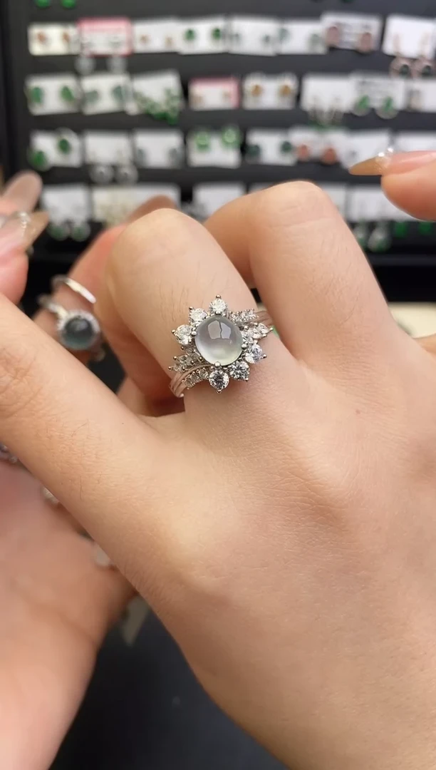 银S925镶嵌戒指翡翠0