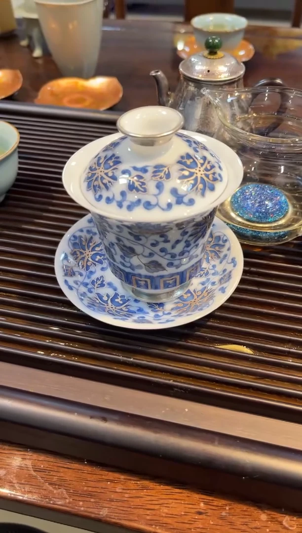 佛***士缠枝莲冰种盖碗茶具茶