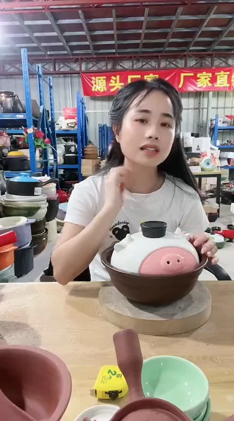 瑕疵咖色砂锅碗带盖3933