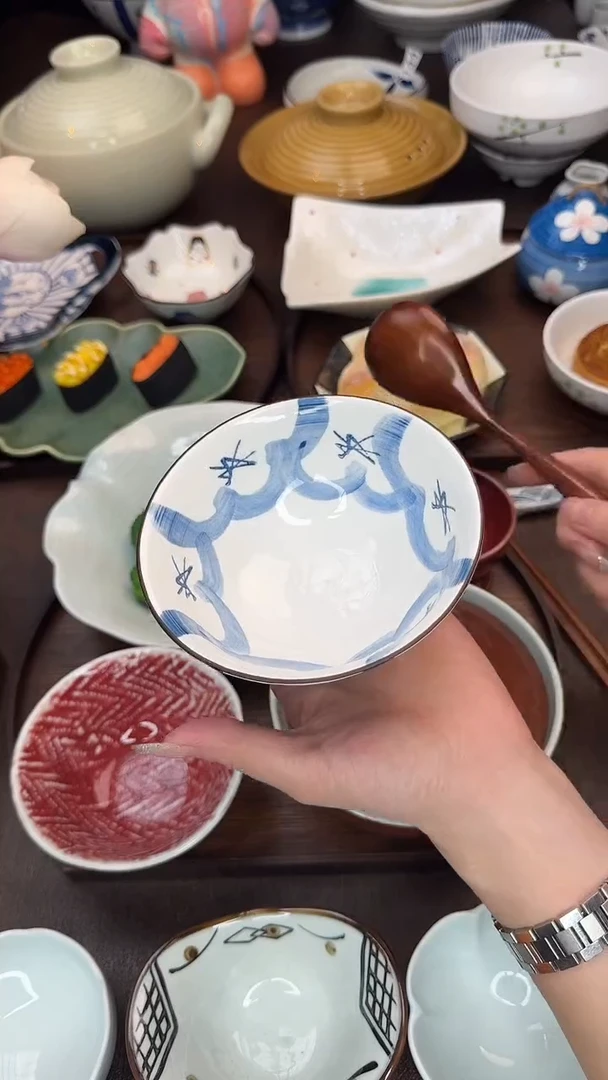 瓷5寸布纹蓝碗——篮彩