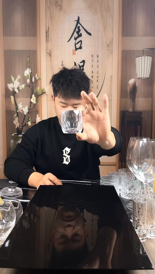 水晶玻璃无盖款水晶刻面主人杯