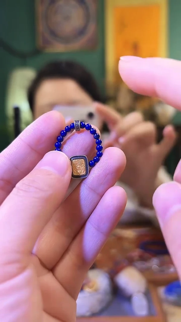 【闪购商品】青金石戒指银S925镶嵌青金石扎基拉姆戒指