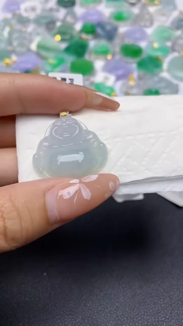 颈饰18K金镶嵌翡翠a货假一赔三支持复检百元上9元证书费自理