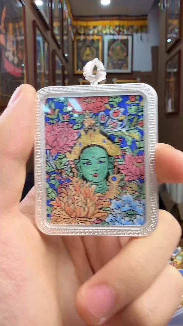 吊坠绿度母-纯手绘唐卡