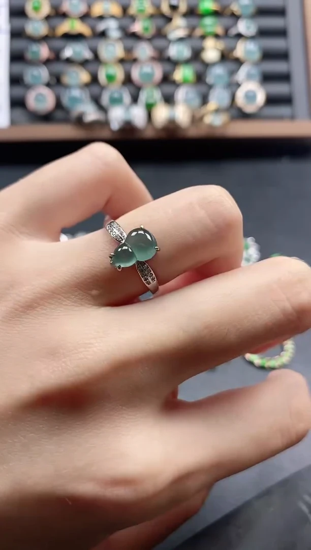 银S925镶嵌戒指翡翠5111