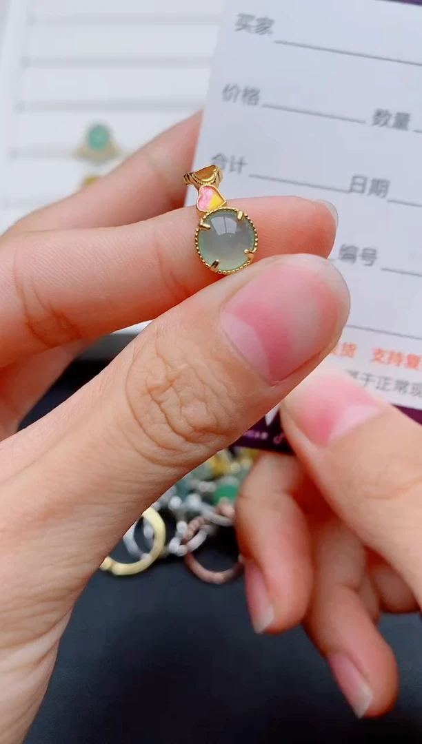 银S925镶嵌戒指翡翠1