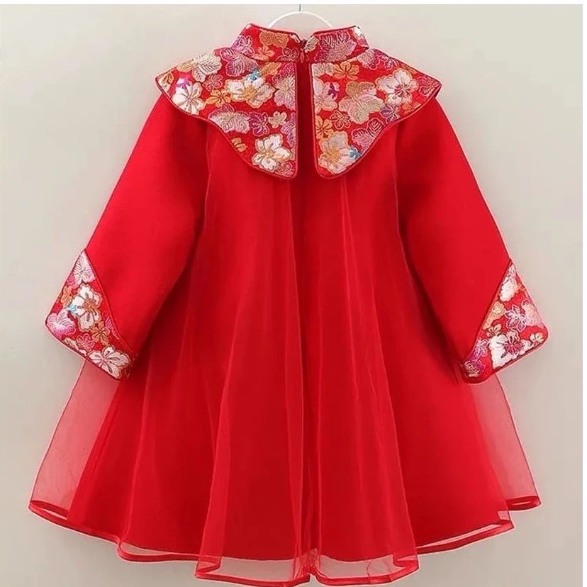 01923高端专享秋款国风连衣裙红色