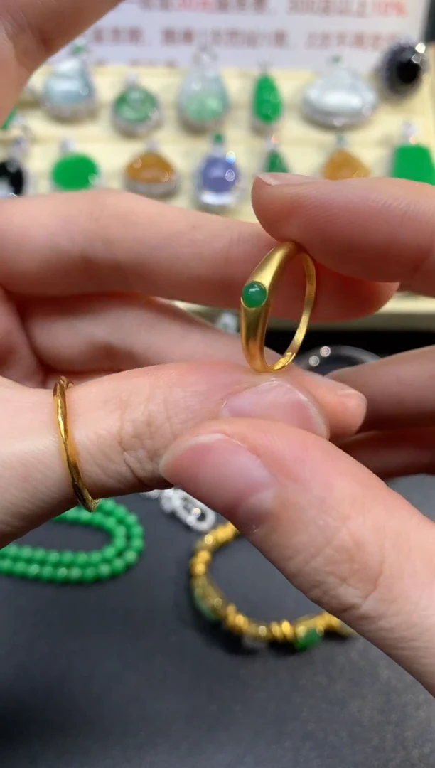 翡翠戒指18K金镶嵌戒指|1200+120