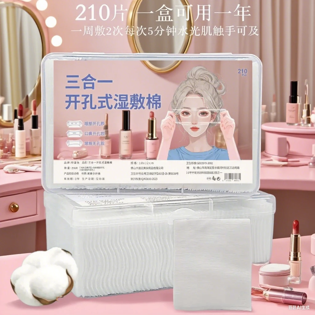 【三合一眼部开孔】湿敷巾化妆棉湿敷棉纯棉超薄款可拉伸透气开孔